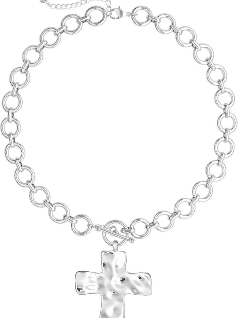 14K Gold Plated Chunky Cross Necklace for Women - Stylish Toggle Clasp Jewelry